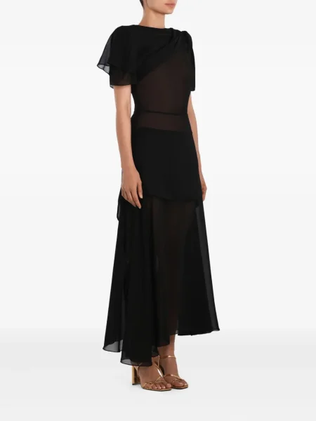 Rochie midi Post Meridiem drapată până la genunchi de costum negru