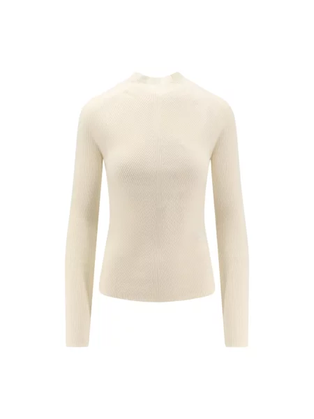 Golf o kroju regular fit z czystej żywej wełny model ‘FOLIORA’ biały