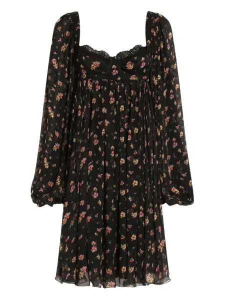Rochie mini Dolce & Gabbana cu model floral din dantelă de costum negru