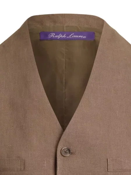 Laneni prsluk Ralph Lauren Collection s V-izrezom smeđa