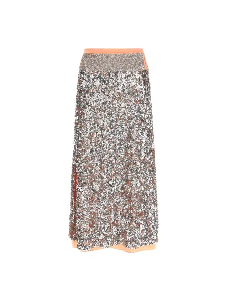 Spódnica midi Rabanne z cekinami do kolan szara
