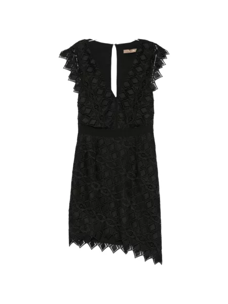 Rochie mini Simona Corsellini cu volane din dantelă negru