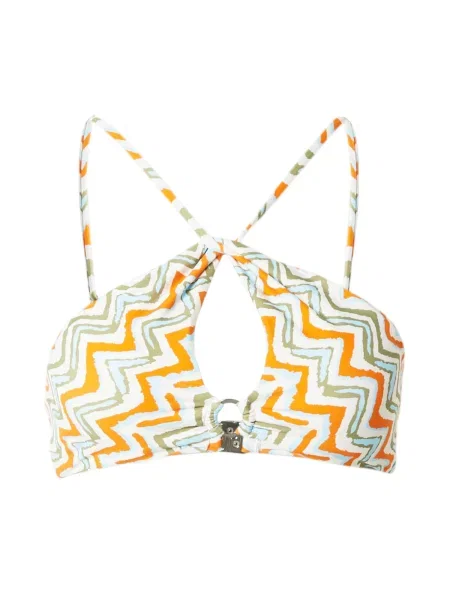 MYLAVIE Sutien costum de baie Jolina albastru deschis / kaki / portocaliu alb