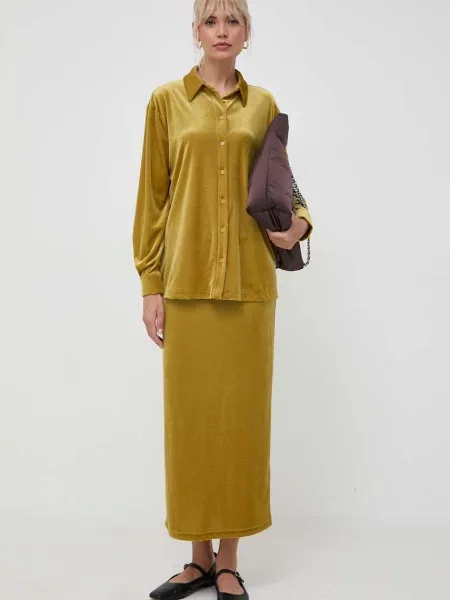 Max Mara Leisure camasa femei cu guler clasic regular galben