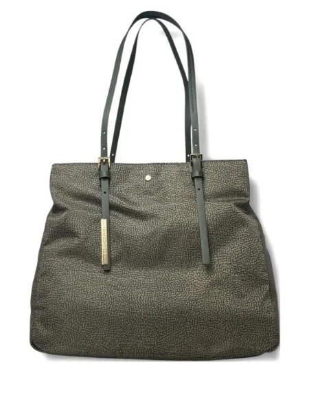 Torebka Borbonese z nadrukiem w abstrakcyjne wzory zielona