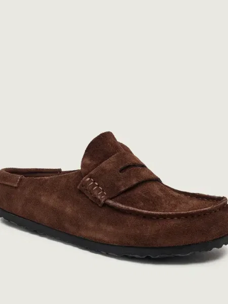 Birkenstock Mules încălțăminte Naples Wrapped | narrow fit | piele întoarsă maro
