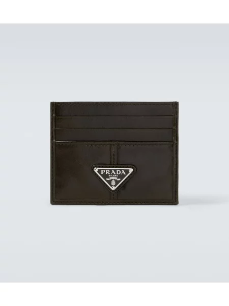 Usnjena denarnica Prada črna
