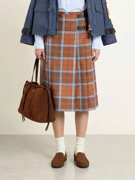 Barbour Zavinovací Sukně Allamanda hnědá / tmavě hnědá / tmavě modrá