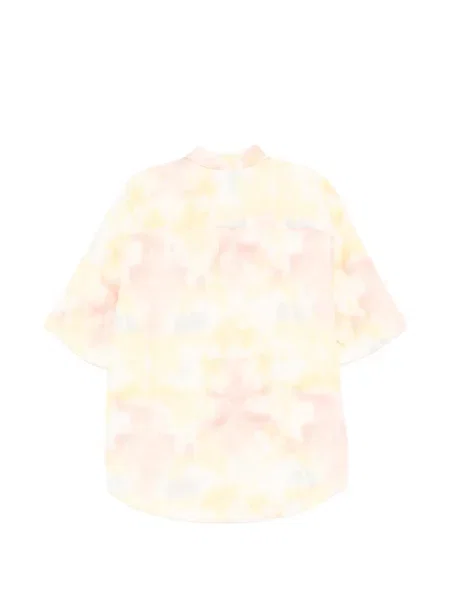 Риза Croquis с къс ръкав с tie-dye ефект връзки жълто