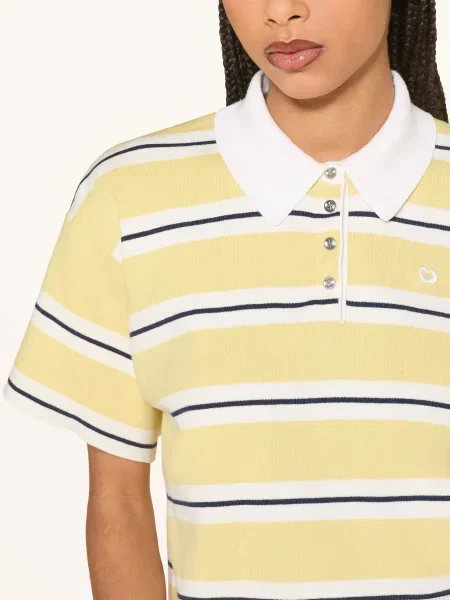 Maje Dzianinowa Koszulka Polo gelb białe
