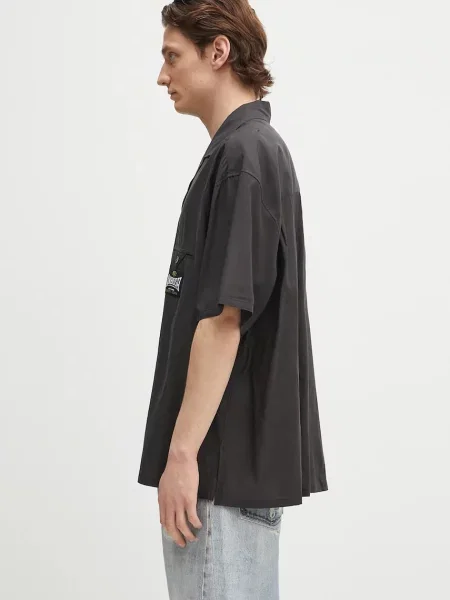 Атласная классическая ошейниковый рубашка Ambush черная