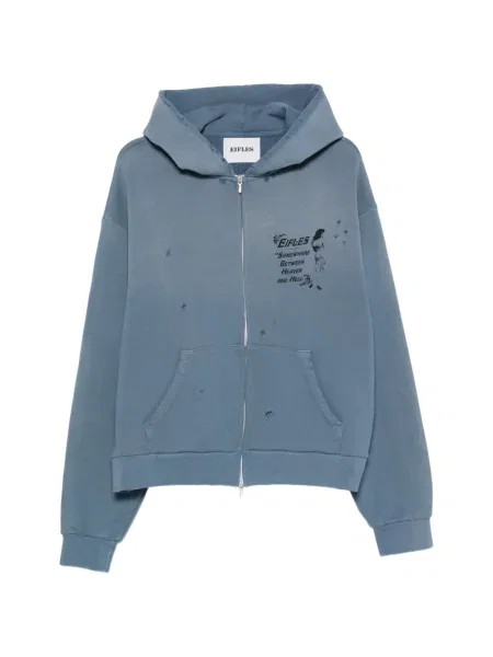 Hoodie Eifles με φθαρμένο εφέ μπλε