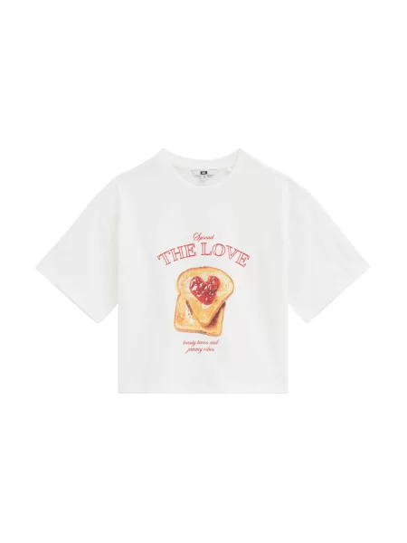 WE Fashion Tricou maro deschis / roșu intens alb