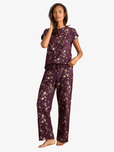 Love & roses Pijama auriu / vin roșu