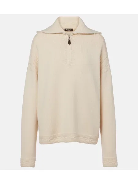 Tricou polo Loro Piana din cașmir alb