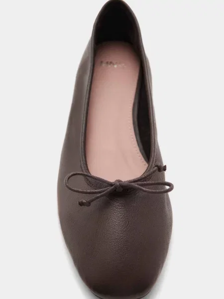 Шкіряні Балетки MANGO коричневий