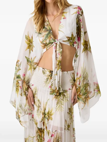 Top Guess cu model floral cu imagine cu legături alb