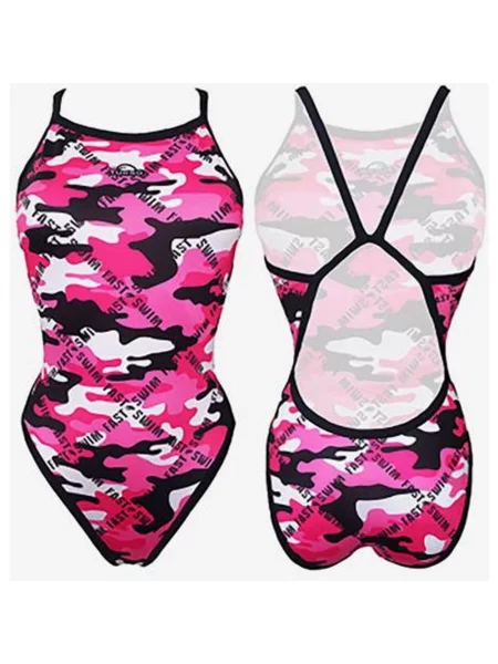 Kostium kąpielowy Turbo Revolution Camo Letters Różowy Czarny biały
