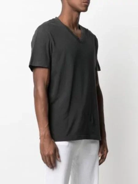 Krátké tričko James Perse s výstřihem do v šedé