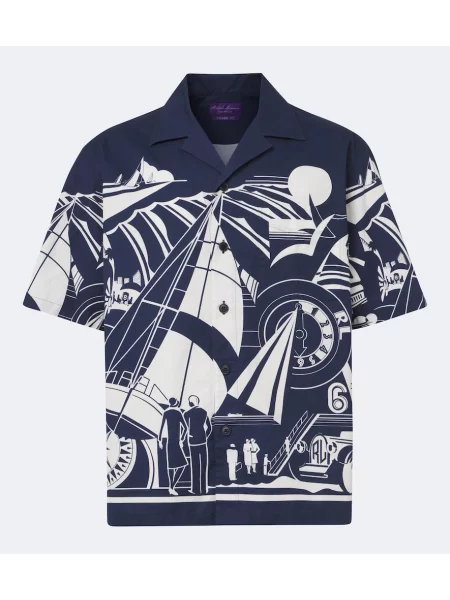 Cămașă Ralph Lauren Purple Label cu imagine albastru