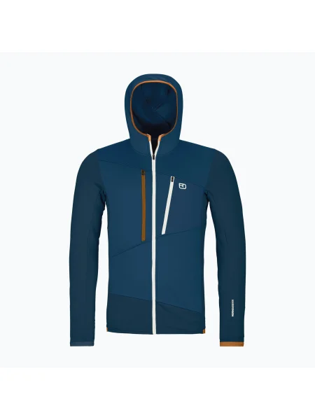 Мъжки суитшърт ORTOVOX Fleece Grid Hoody deep ocean синьо