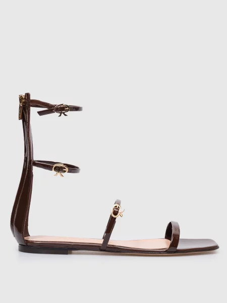 Шкіряні сандалі Ribbon Downtown Gianvito Rossi коричневі