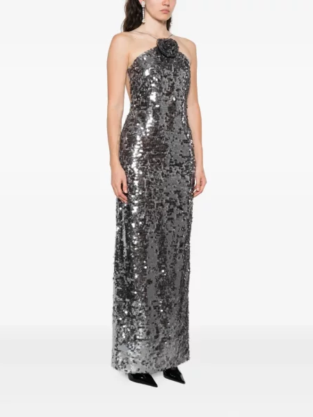 Rochie maxi Magda Butrym cu paiete de costum gri