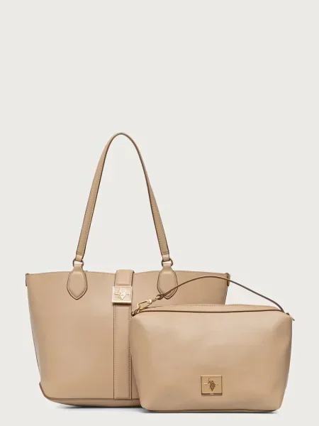 U.S. Polo Assn. geantă shopper pentru femei cu imitație de piele MARGARET bej