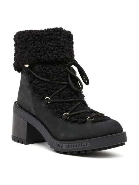 Love Moschino Botine cu adaos de piele negru