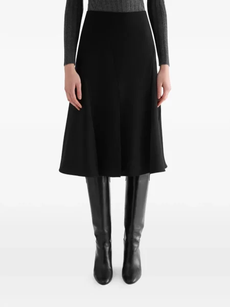 Fustă midi Jil Sander cu talie înaltă negru