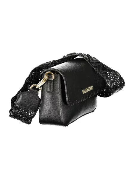 Lniana torebka crossbody Valentino czarna