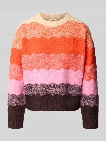 Sweter dzianinowy w całościowy wzór Model PANAYO' Suncoo Paris pomarańczowy
