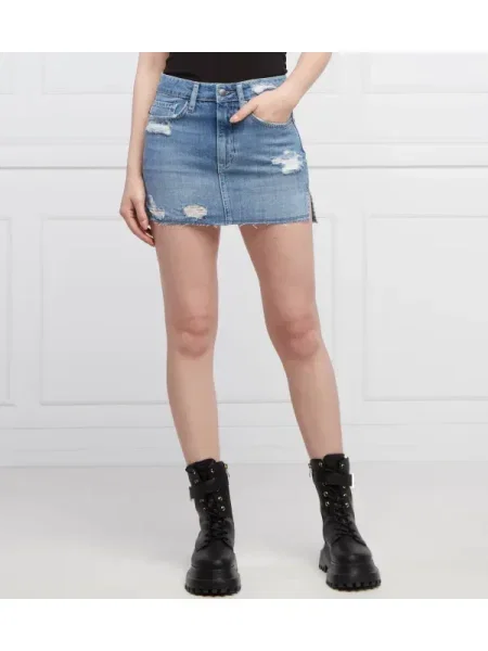 Superdry fusta jeans mini drept albastru