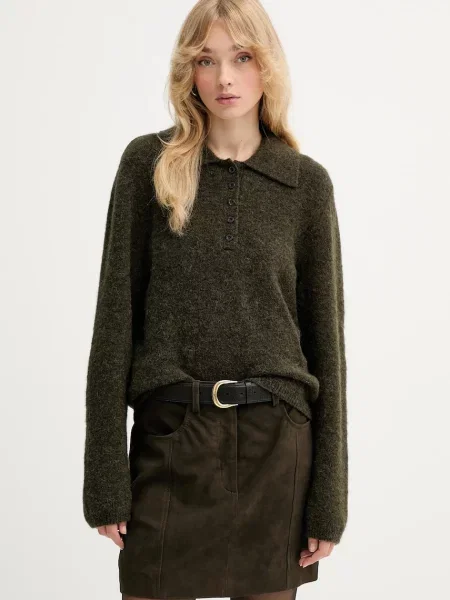 Gestuz pulover de lână verde