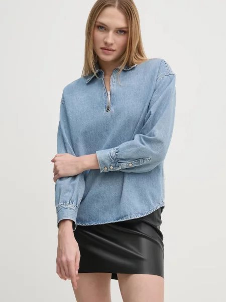 Pepe Jeans bluză subțire din denim NOVA femei uni albastru