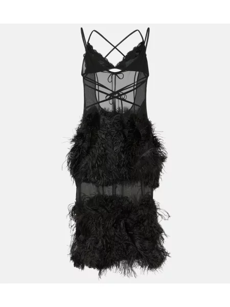 Rochie midi The Attico transparente până la genunchi de costum negru