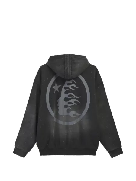 Hanorac cu glugă Hellstar din fleece cu imagine negru