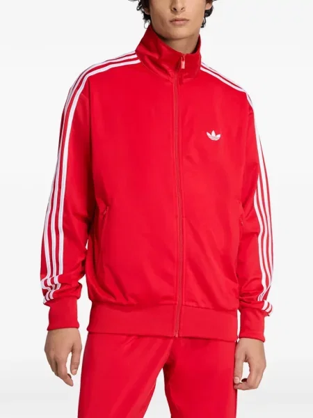 Geacă Adidas cu dungi alergare roșu