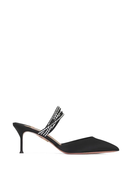 Papuci tip mules Aquazzura cu bretele negru