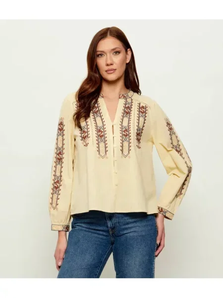 Ba&sh Cămașă FAUSTINA | cu adaos de in galben