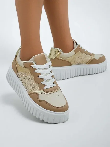 Sneakerși Resti cu platformă alb