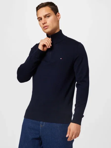 TOMMY HILFIGER Pulover albastru închis / roșu alb