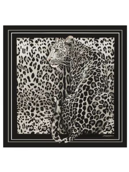 Fular Dolce & Gabbana cu imagine cu model leopard negru