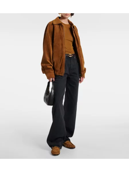 Mocasini Saint Laurent din piele de căprioară maro