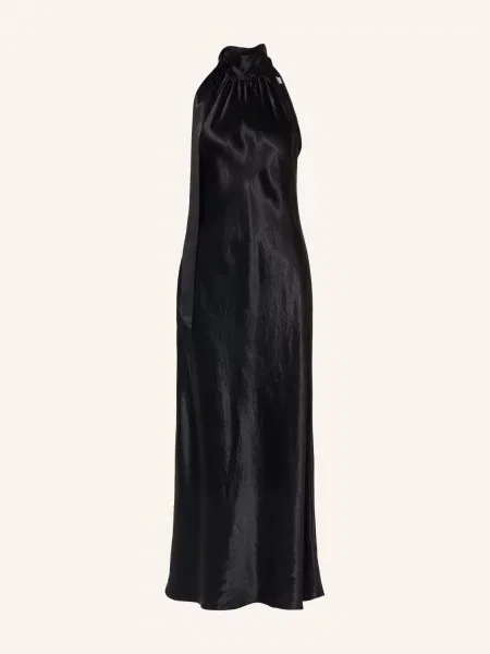 Allsaints Saténové Šaty Beril S Mašlí černá