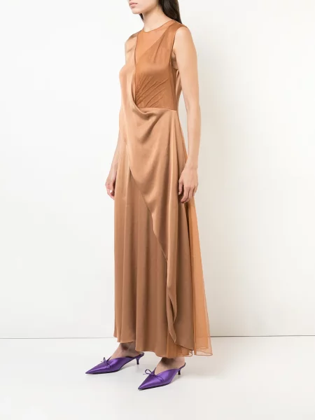 Rochie maxi Sies Marjan drapată lungă de costum maro