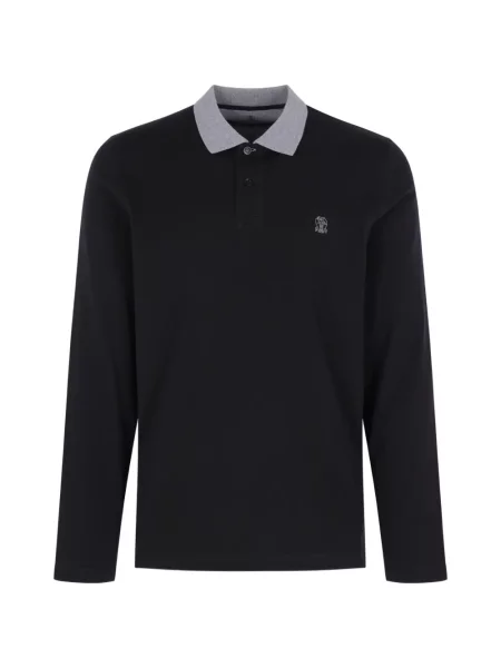 Lung tricou polo Brunello Cucinelli negru
