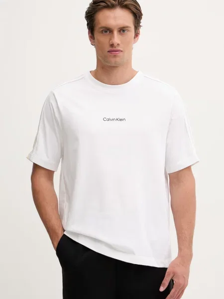 Calvin Klein Performance T-shirt z bawełną beżowa
