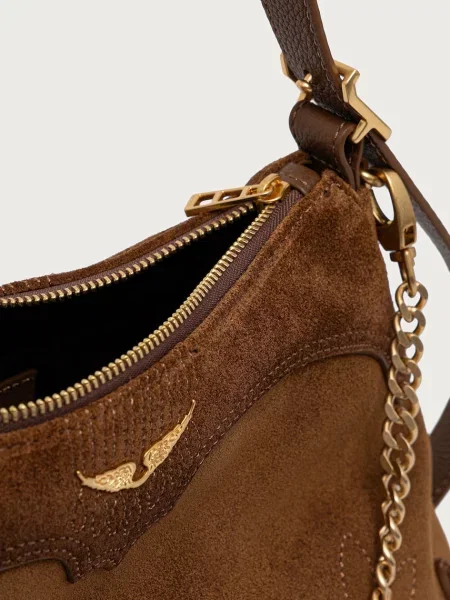 Zadig&Voltaire keresztpántos táska női velúrbőr JIM barna