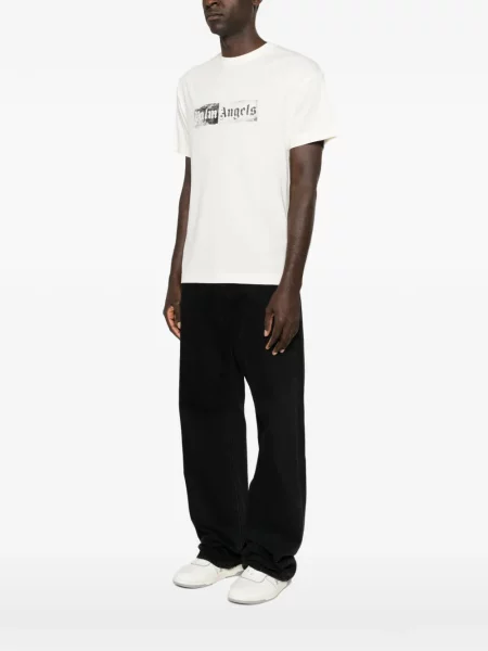 Tricou Palm Angels cu imagine alb